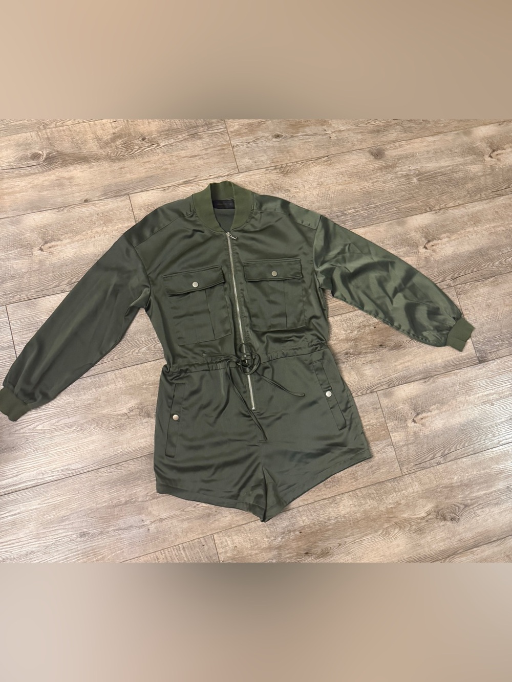 Kendall & Kylie Olive Utility Romper Jacket